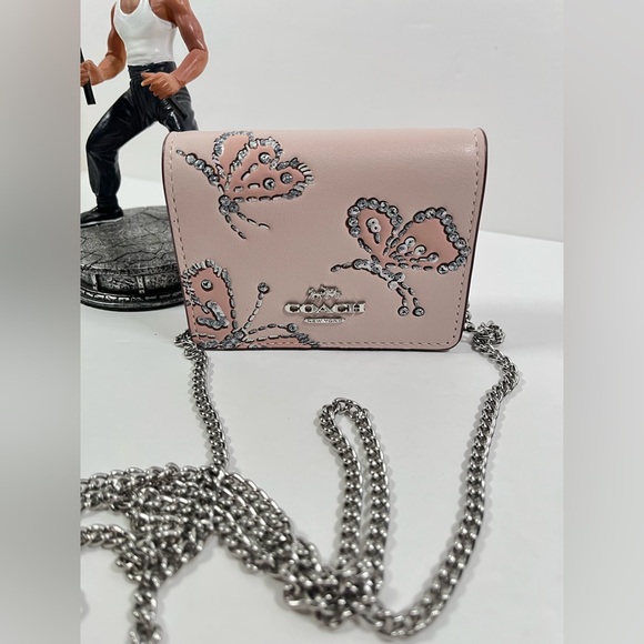 Coach Mini Wallet On A Chain With Sparkly Butterfly Print CCI81 NWT - Picture 4 of 6